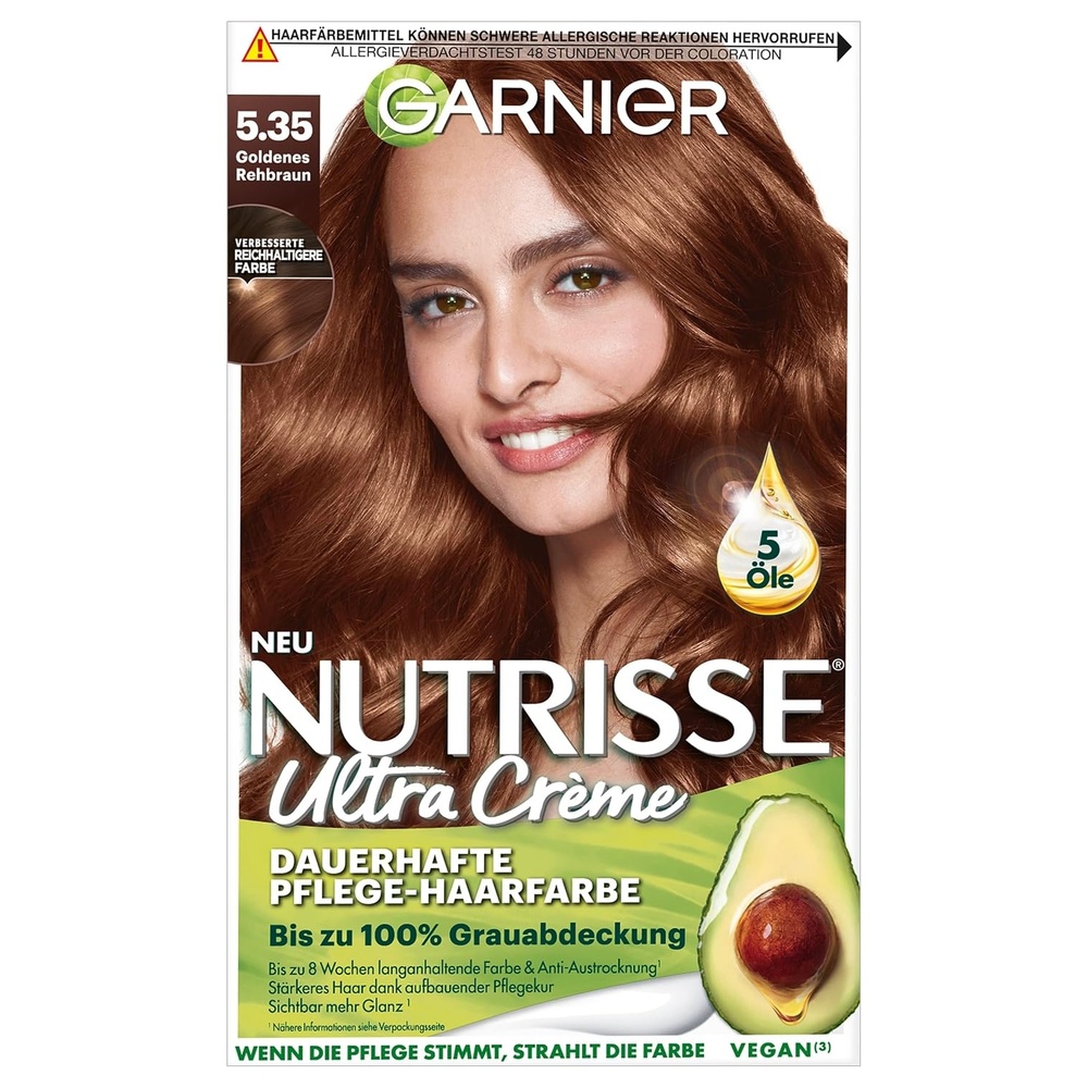 image:imageGarnier Nutrisse Dauerhafte PflegeHaarfarbe mit nhrenden Fruchtlen Coloration mit 8 Wochen Halt Ultra Crme Tnung 8N Nude Natrliches BlondGoldenes Rehbraun