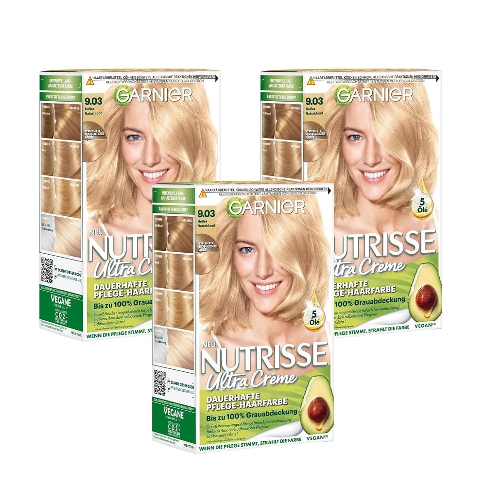 image:imageGarnier Nutrisse Dauerhafte PflegeHaarfarbe mit nhrenden Fruchtlen Coloration mit 8 Wochen Halt Ultra Crme Tnung 8N Nude Natrliches BlondHelles NaturBlond