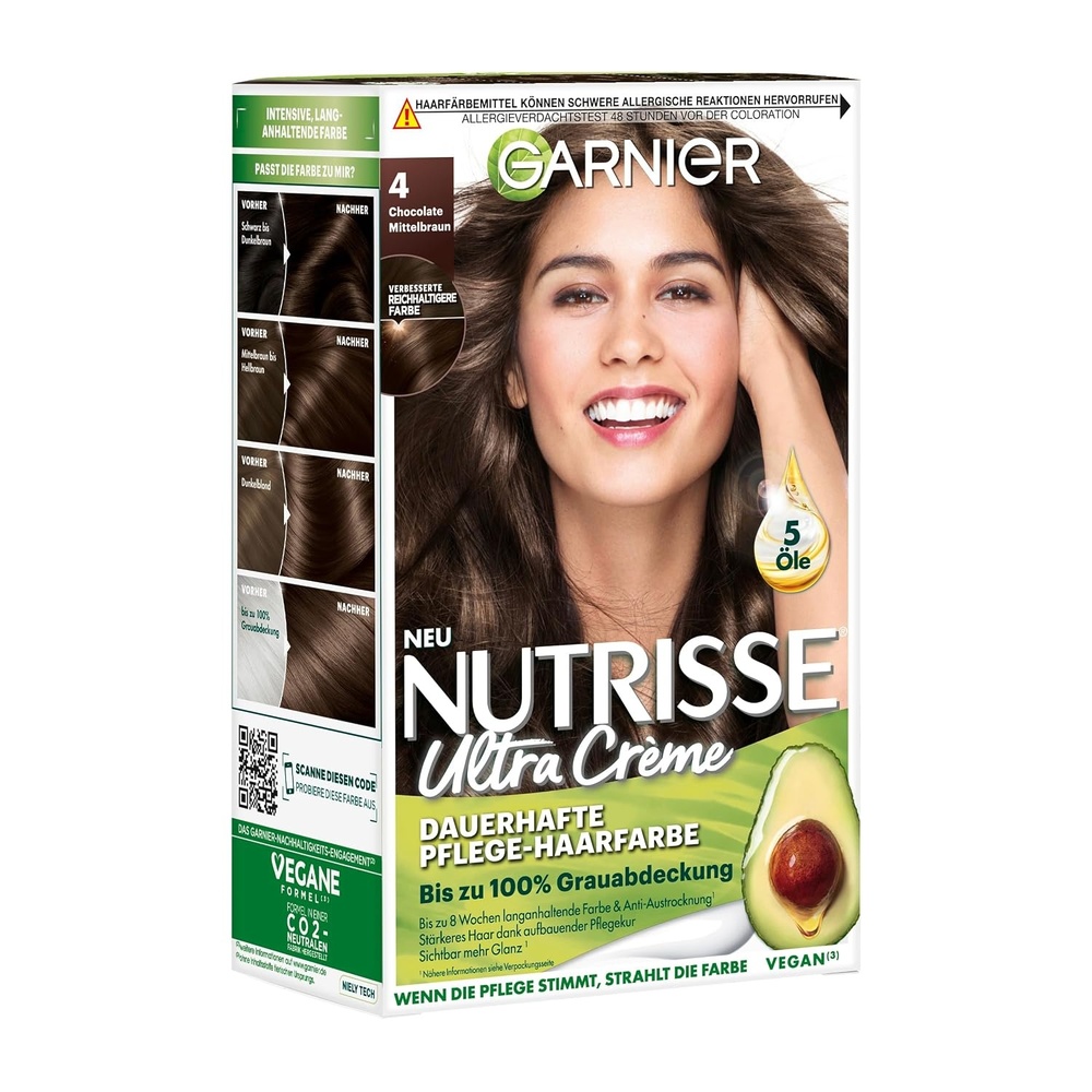 image:imageGarnier Nutrisse Dauerhafte PflegeHaarfarbe mit nhrenden Fruchtlen Coloration mit 8 Wochen Halt Ultra Crme Tnung 8N Nude Natrliches BlondMittelBraun