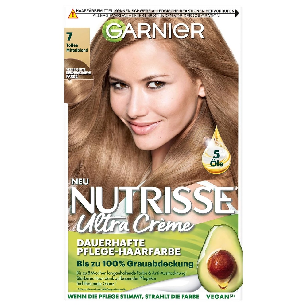 image:imageGarnier Nutrisse Dauerhafte PflegeHaarfarbe mit nhrenden Fruchtlen Coloration mit 8 Wochen Halt Ultra Crme Tnung 8N Nude Natrliches BlondMittelblond