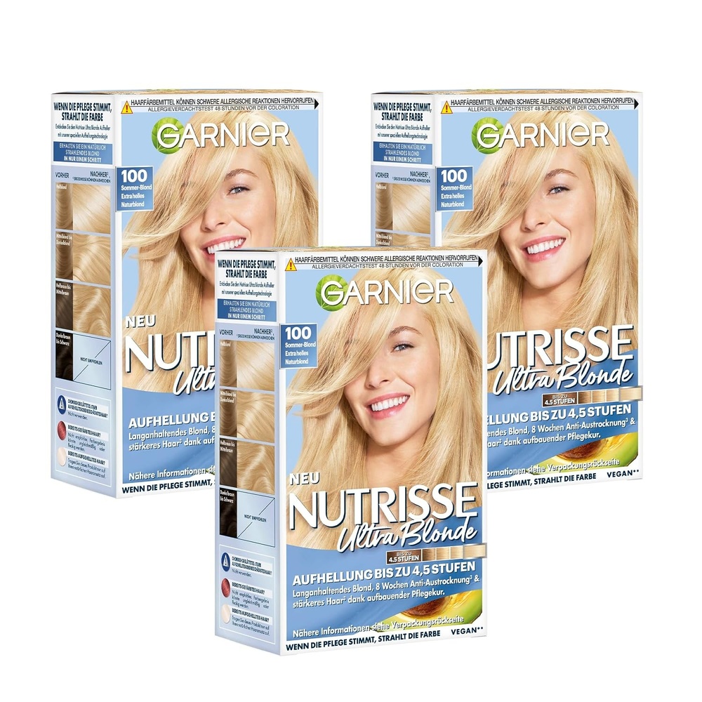 image:imageGarnier Nutrisse Dauerhafte PflegeHaarfarbe mit nhrenden Fruchtlen Coloration mit 8 Wochen Halt Ultra Crme Tnung 8N Nude Natrliches BlondSommerBlond