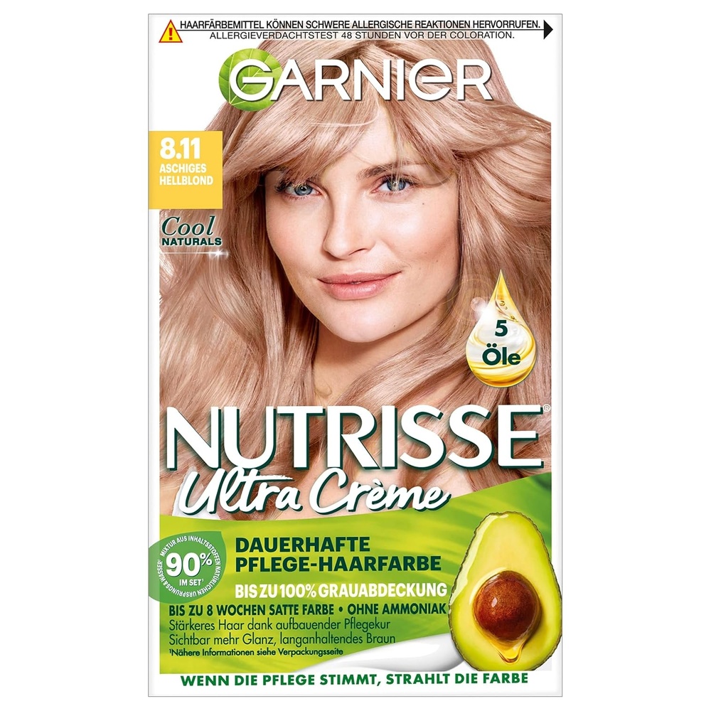 image:imageGarnier Nutrisse Ultra Crme Dauerhafte PflegeHaarfarbe 912 Sehr Helles Perlblond mit bis zu 100 Prozent Grauabdeckung811 Aschiges Hellblond