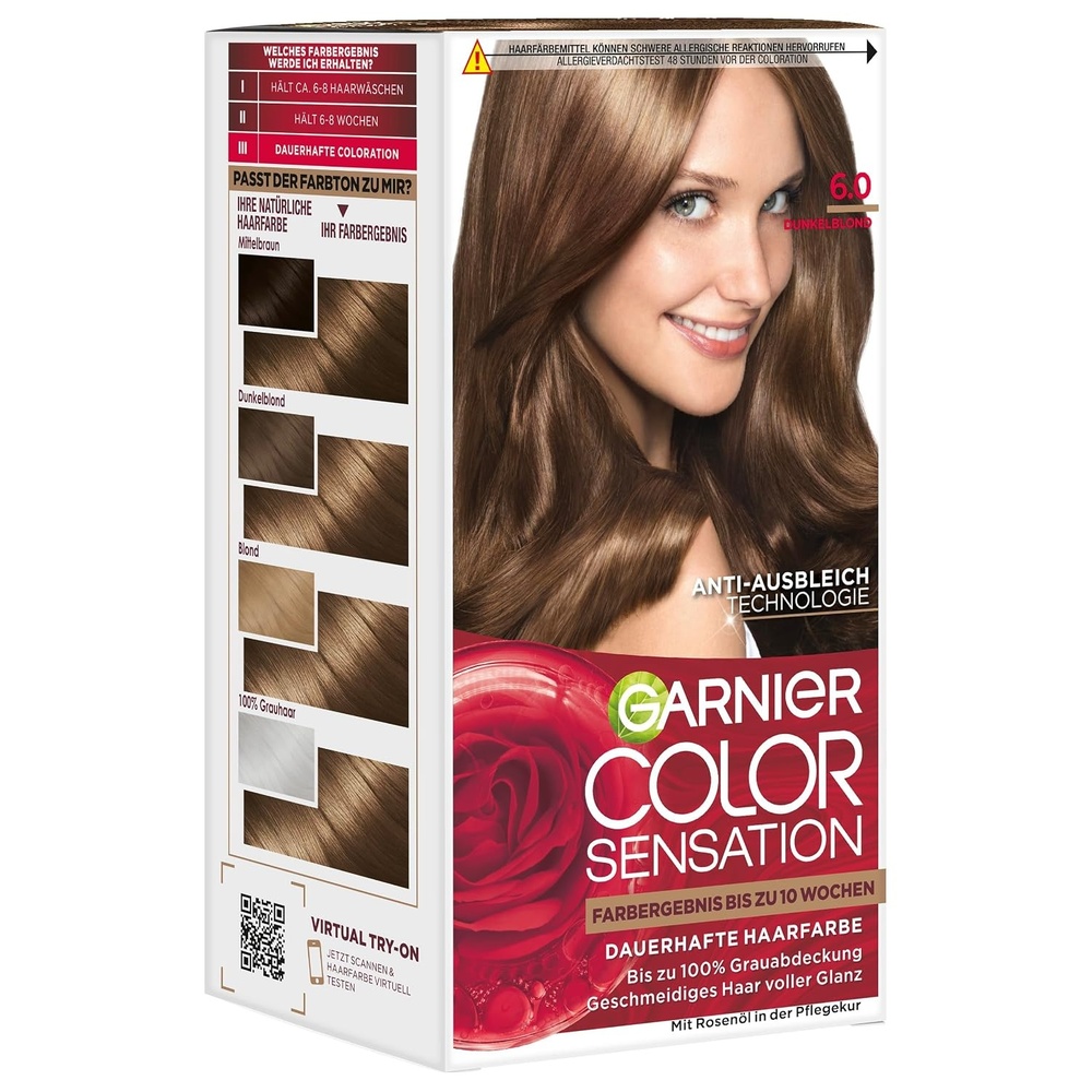 image:imageGarnier dauerhafte Cremecoloration dauerhafte Intensive Creme Coloration fr permanente Haarfarbe mit Perlmutt und Traubenkernl Color Intense 60 Dunkelblond 3er packDunkelblond