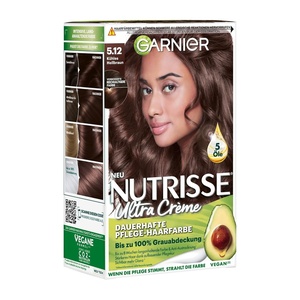 Garnier Nutrisse Creme Nr. 100 Extra Helles Naturblond, dauerhafte Pflege-Haarfarbe, mit nährenden Fruchtölen, 100% Grauabdeckung(5.12 Kühles Hellbraun)