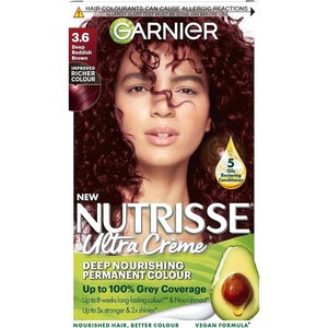 Garnier Nutrisse Dauerhafte Pflege-Haarfarbe mit nährenden Fruchtölen, Coloration mit 8 Wochen Halt, Ultra Crème Tönung, 8N Nude Natürliches Blond(3 6 – Deep Reddish Brown)