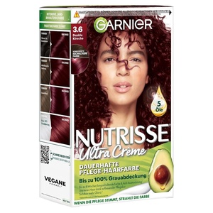 Garnier Nutrisse Dauerhafte Pflege-Haarfarbe mit nährenden Fruchtölen, Coloration mit 8 Wochen Halt, Ultra Crème Tönung, 8N Nude Natürliches Blond(36 Dunkle Kirsche)