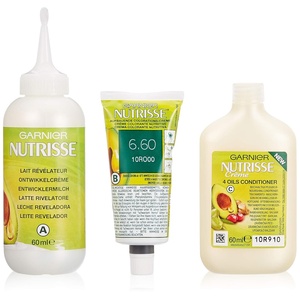 Garnier Nutrisse Dauerhafte Pflege-Haarfarbe mit nährenden Fruchtölen, Coloration mit 8 Wochen Halt, Ultra Crème Tönung, 8N Nude Natürliches Blond(Extra Intensiv-Rot)
