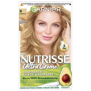 Garnier Nutrisse Dauerhafte Pflege-Haarfarbe mit nährenden Fruchtölen, Coloration mit 8 Wochen Halt, Ultra Crème Tönung, 8N Nude Natürliches Blond(Hellblond)