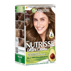 Garnier Nutrisse Dauerhafte Pflege-Haarfarbe mit nährenden Fruchtölen, Coloration mit 8 Wochen Halt, Ultra Crème Tönung, 8N Nude Natürliches Blond(Karamell Dunkelblond)