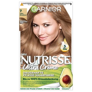 Garnier Nutrisse Dauerhafte Pflege-Haarfarbe mit nährenden Fruchtölen, Coloration mit 8 Wochen Halt, Ultra Crème Tönung, 8N Nude Natürliches Blond(Mittelblond)