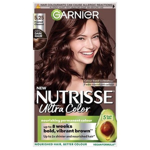 Garnier Nutrisse Dauerhafte Pflege-Haarfarbe mit nährenden Fruchtölen, Coloration mit 8 Wochen Halt, Ultra Crème Tönung, 8N Nude Natürliches Blond(Nutrisse Frosted Chestnut Brown 5.25)